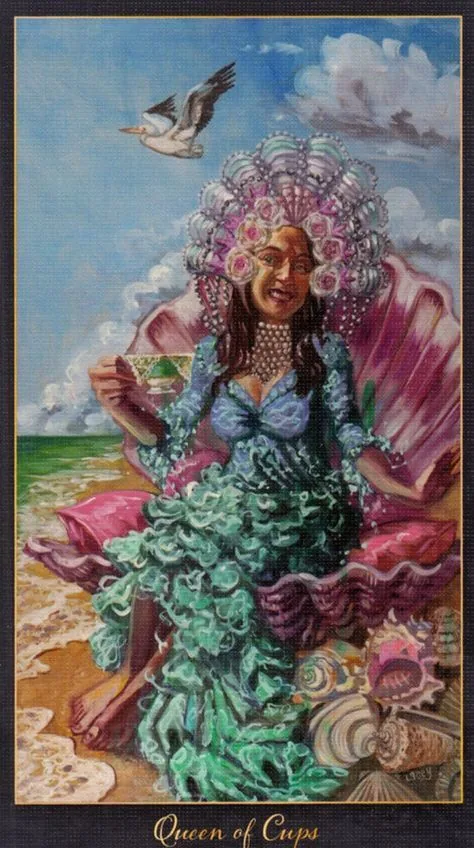 Queen of Cups card from the Slow Tarot deck
