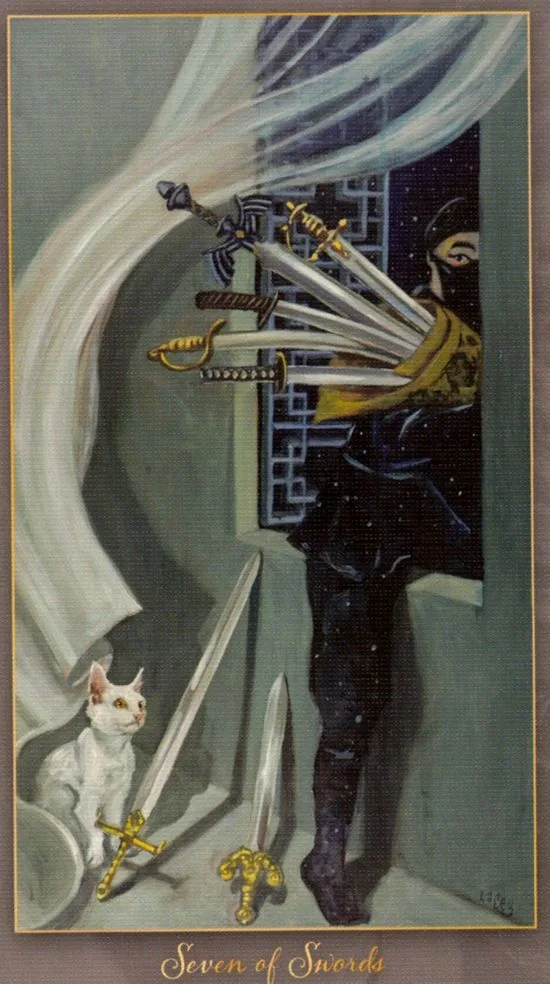 7 of Swords card from the Slow Tarot deck