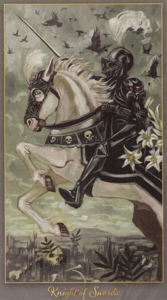 Knight of Swords card from the Slow Tarot deck