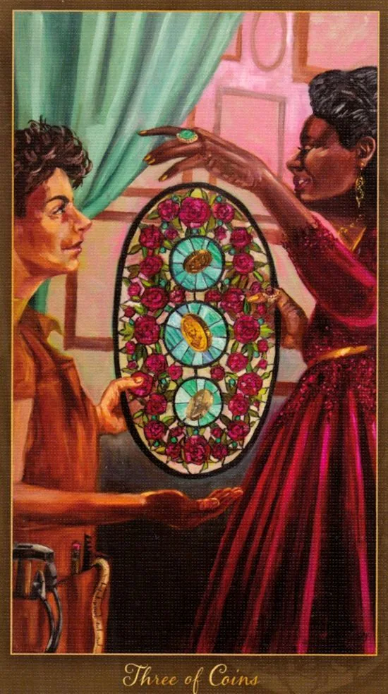 3 of Coins card from the Slow Tarot deck
