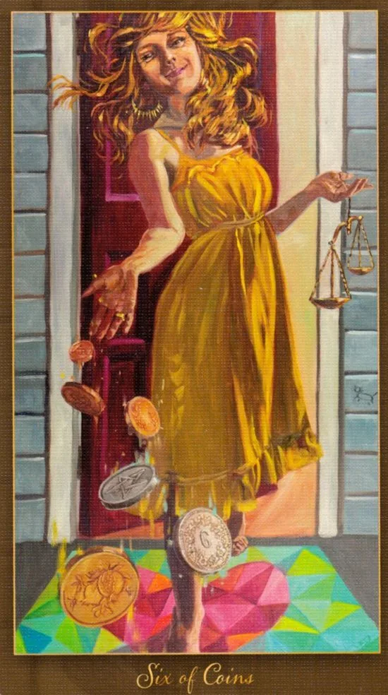 6 of Coins card from the Slow Tarot deck