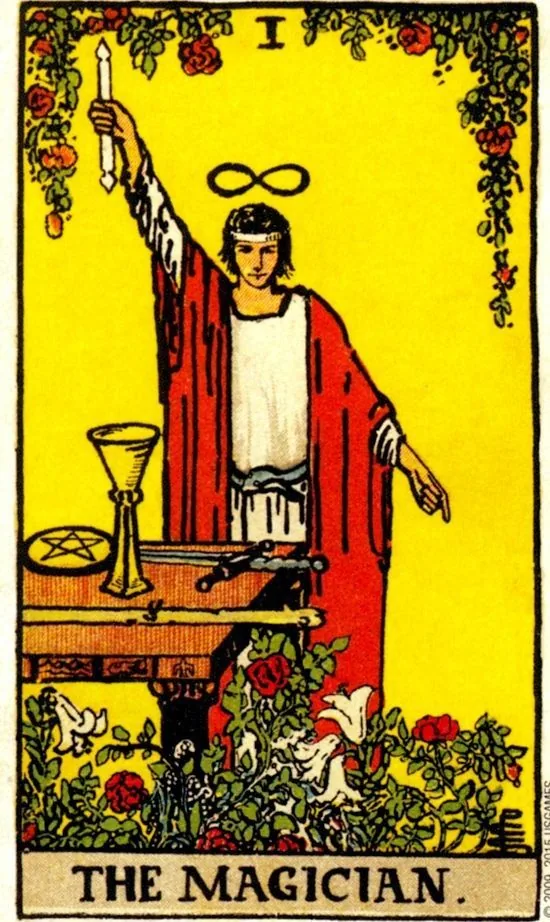 The Magician card from the Smith Waite Tarot deck