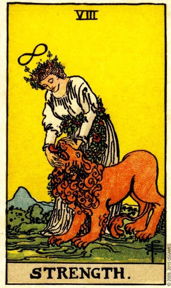 Strength card from the Smith Waite Tarot deck