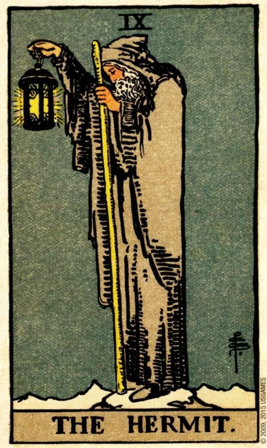 The Hermit card from the Smith Waite Tarot deck