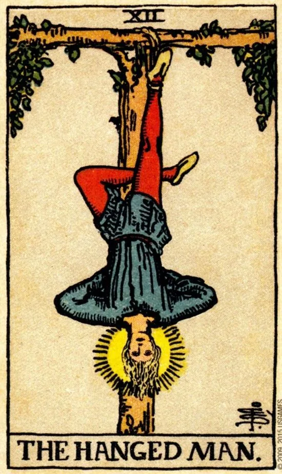 The Hanged Man card from the Smith Waite Tarot deck
