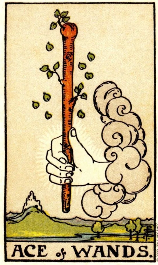 Ace of Wands card from the Smith Waite Tarot deck