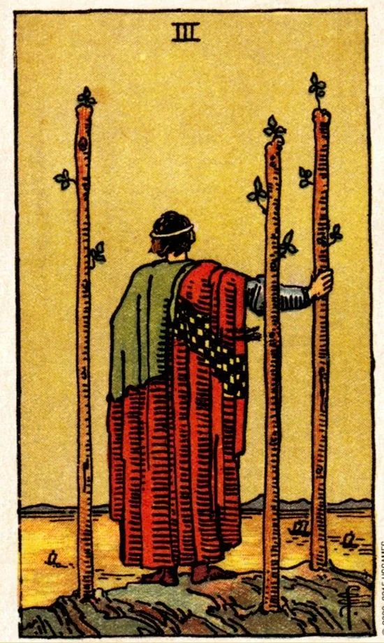 3 of Wands card from the Smith Waite Tarot deck