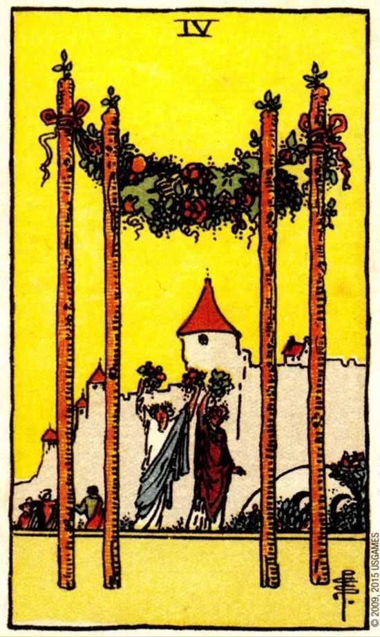 4 of Wands card from the Smith Waite Tarot deck