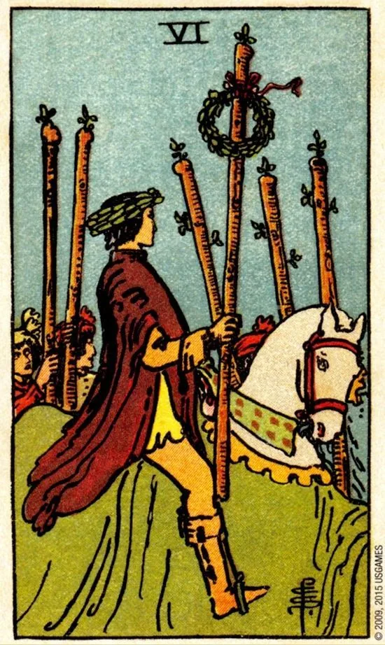 6 of Wands card from the Smith Waite Tarot deck