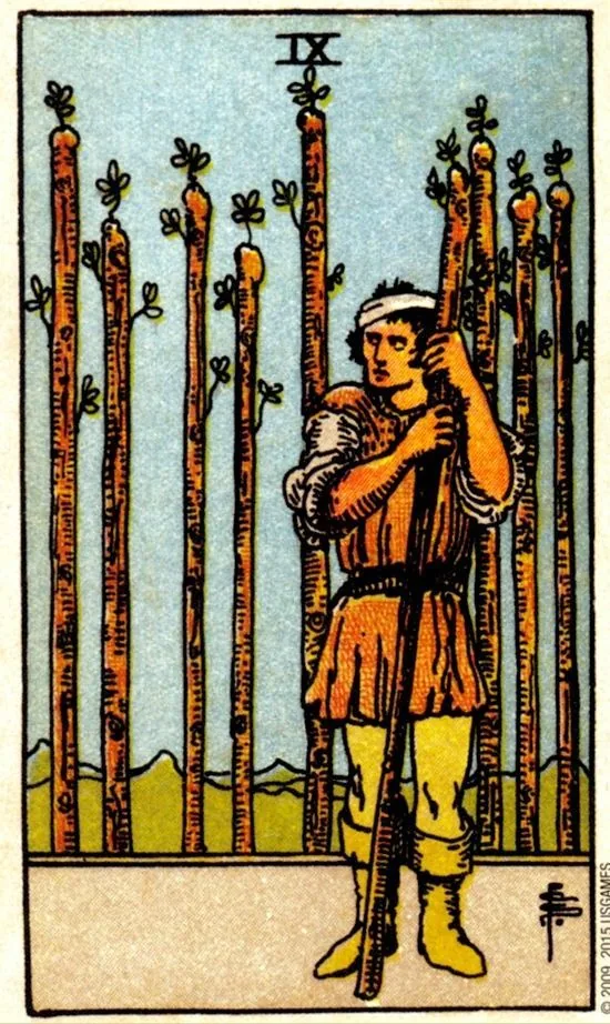 9 of Wands card from the Smith Waite Tarot deck