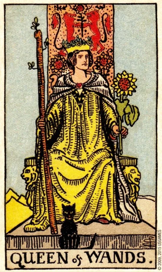 Queen of Wands card from the Smith Waite Tarot deck