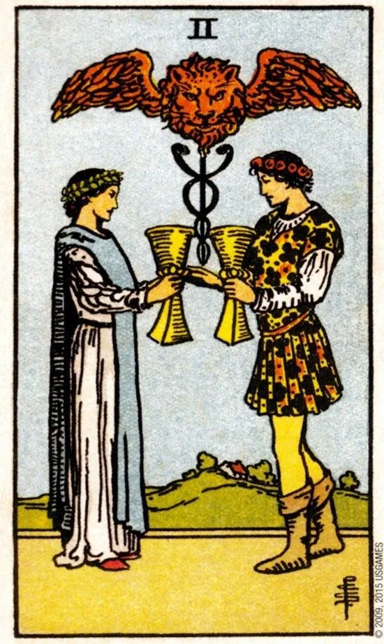 2 of Cups card from the Smith Waite Tarot deck