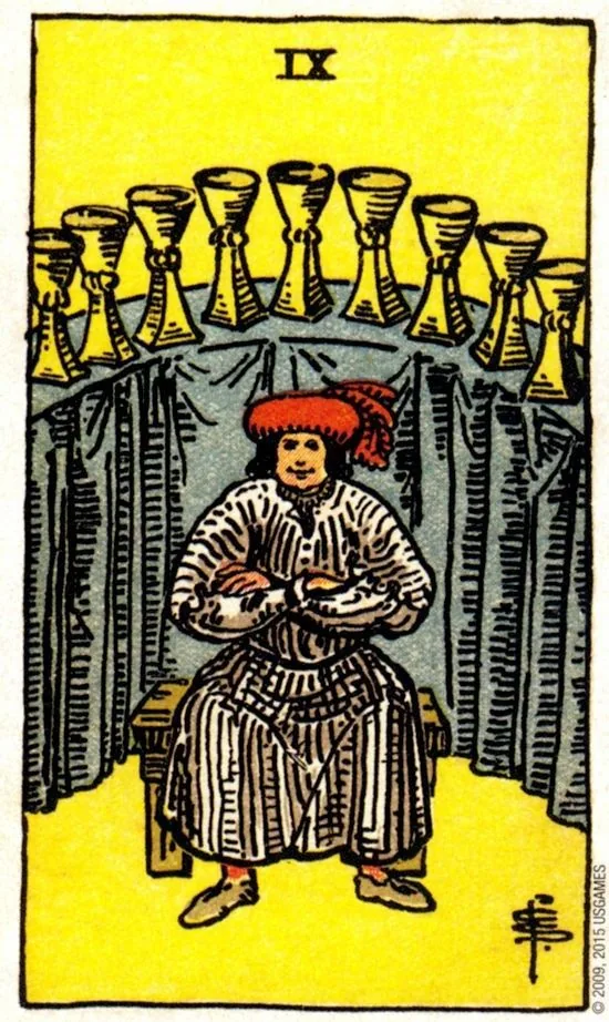 9 of Cups card from the Smith Waite Tarot deck