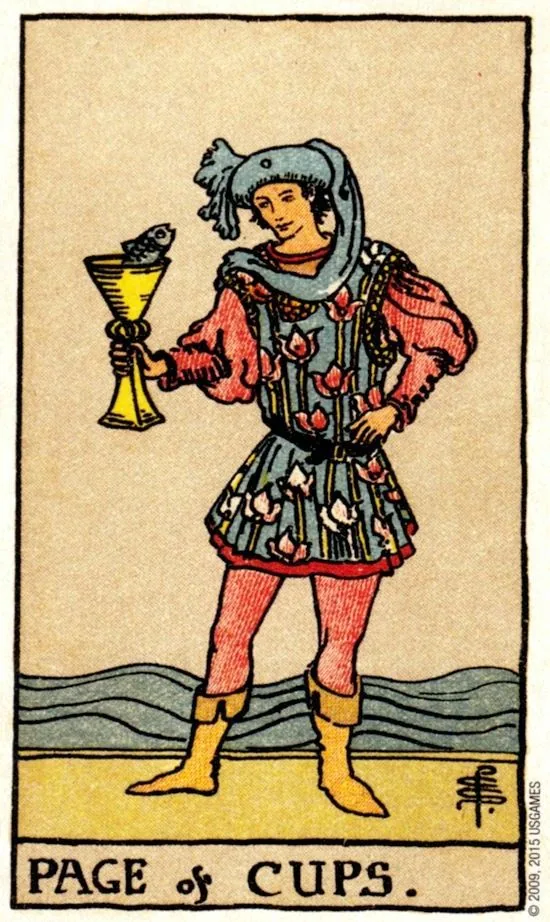 Page of Cups card from the Smith Waite Tarot deck