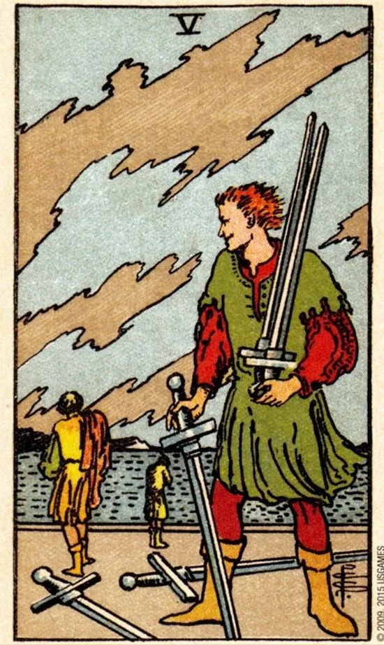 5 of Swords card from the Smith Waite Tarot deck