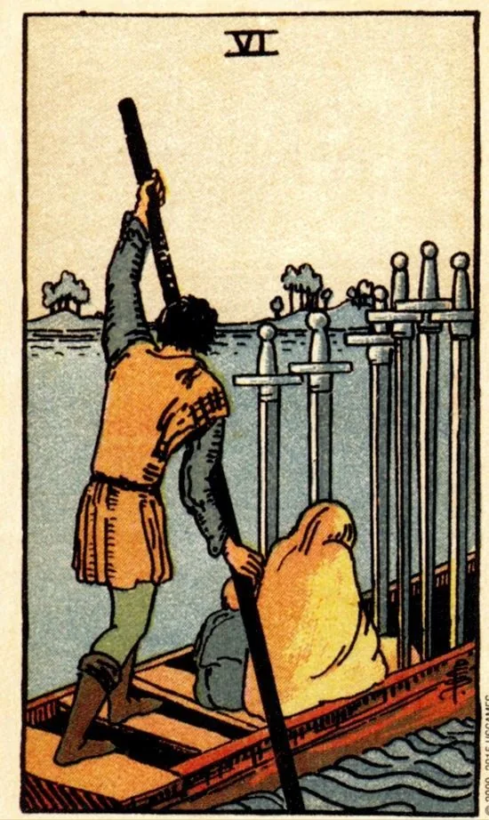 6 of Swords card from the Smith Waite Tarot deck
