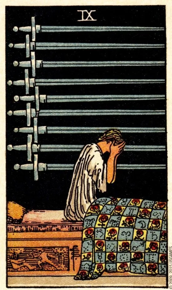 9 of Swords card from the Smith Waite Tarot deck