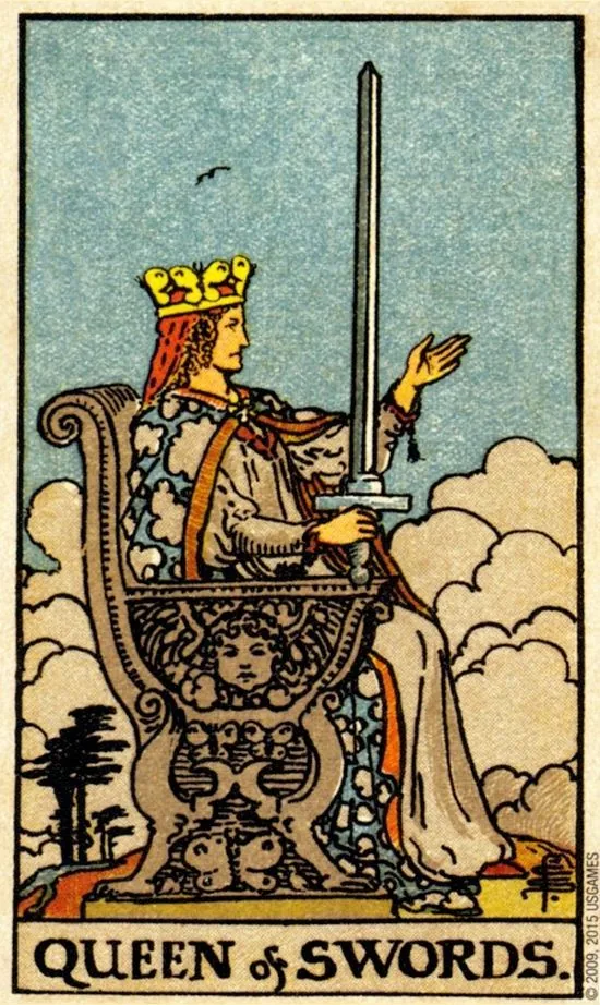 Queen of Swords card from the Smith Waite Tarot deck
