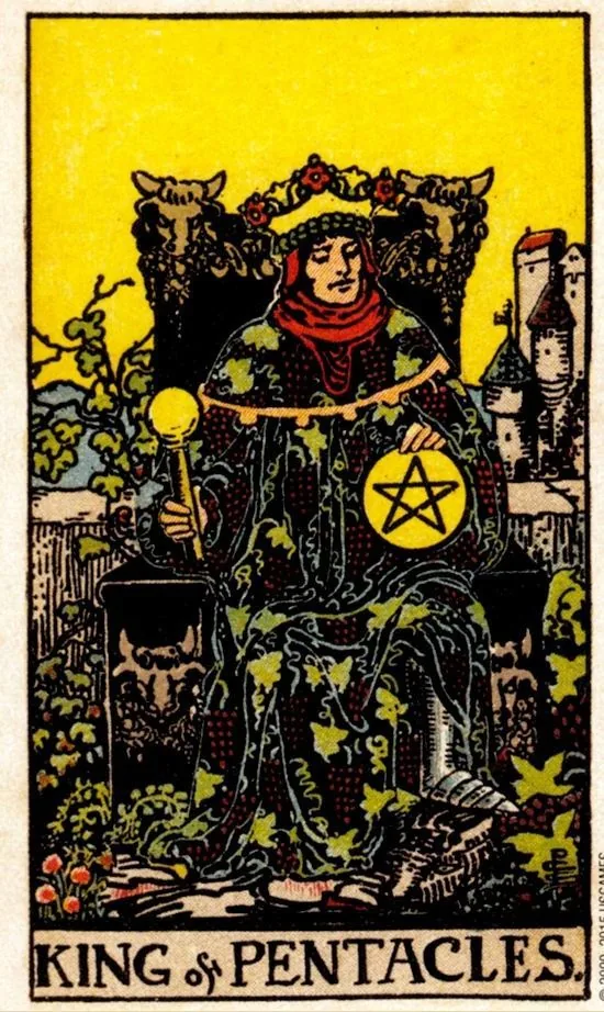 King of Pentacles card from the Smith Waite Tarot deck