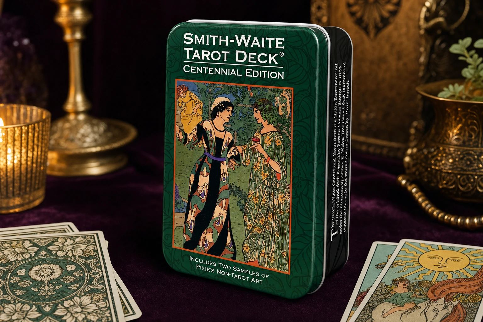 Smith-Waite Tarot Deck Centennial Edition GPT Image 2 final CTA image Smith-Waite Tarot Deck Centennial Edition GPT Image 2 product tin lifestyle image