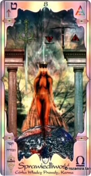 Justice (Sprawiedliwość) card from the Soul Mandala Tarot deck