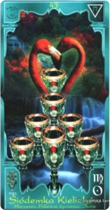 Seven of Cups (Siódemka Kielichów) card from the Soul Mandala Tarot deck