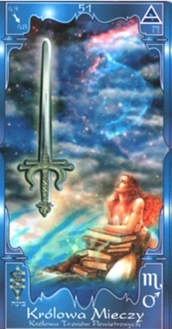 Queen of Swords (Królowa Mieczy) card from the Soul Mandala Tarot deck