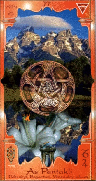 Ace of Pentacles card from the Soul Mandala Tarot deck by Dariusz Cecuda