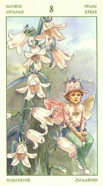 Eight of Swords card from the Spirit of Flowers Tarot deck