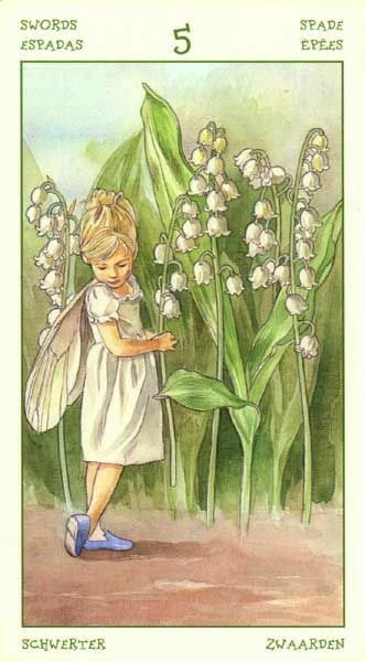Five of Swords card from the Spirit of Flowers Tarot deck