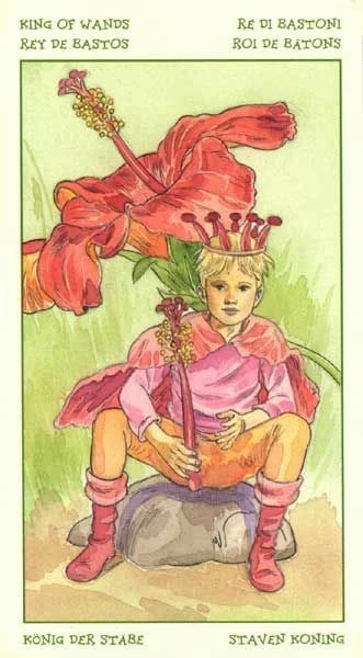 King of Wands card from the Spirit of Flowers Tarot deck