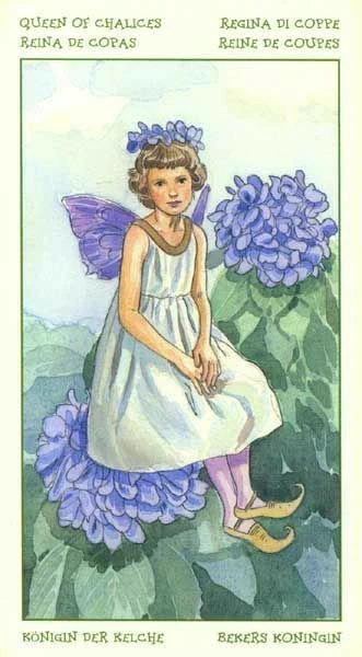 Queen of Chalices card from the Spirit of Flowers Tarot deck
