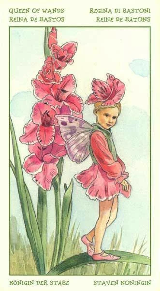 Queen of Wands card from the Spirit of Flowers Tarot deck