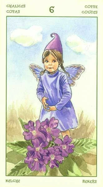 Six of Chalices card from the Spirit of Flowers Tarot deck