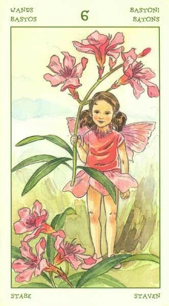 Six of Wands card from the Spirit of Flowers Tarot deck