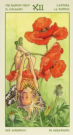 The Hanged Child card from the Spirit of Flowers Tarot deck