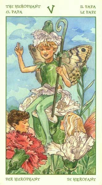 The Hierophant card from the Spirit of Flowers Tarot deck
