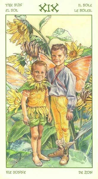 The Sun card from the Spirit of Flowers Tarot deck