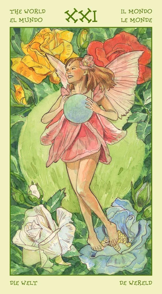 The World card from the Spirit of Flowers Tarot deck