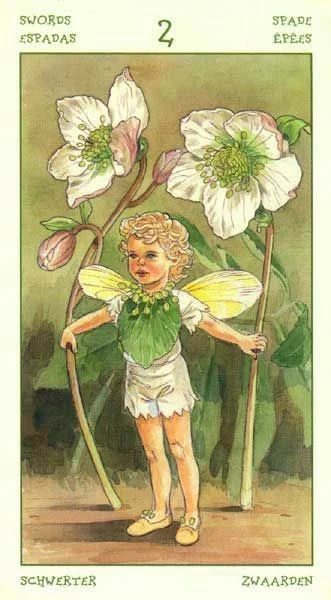 Two of Swords card from the Spirit of Flowers Tarot deck
