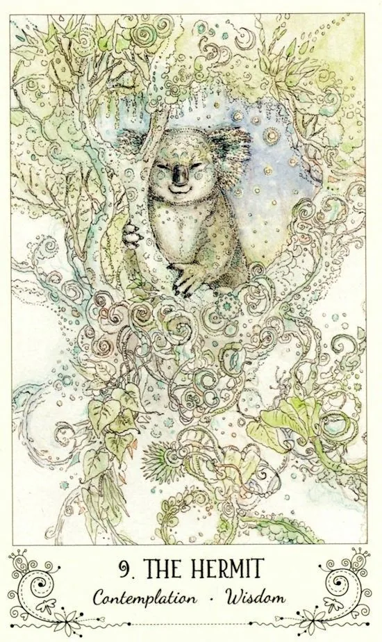 The Hermit card from the Spiritsong Tarot deck