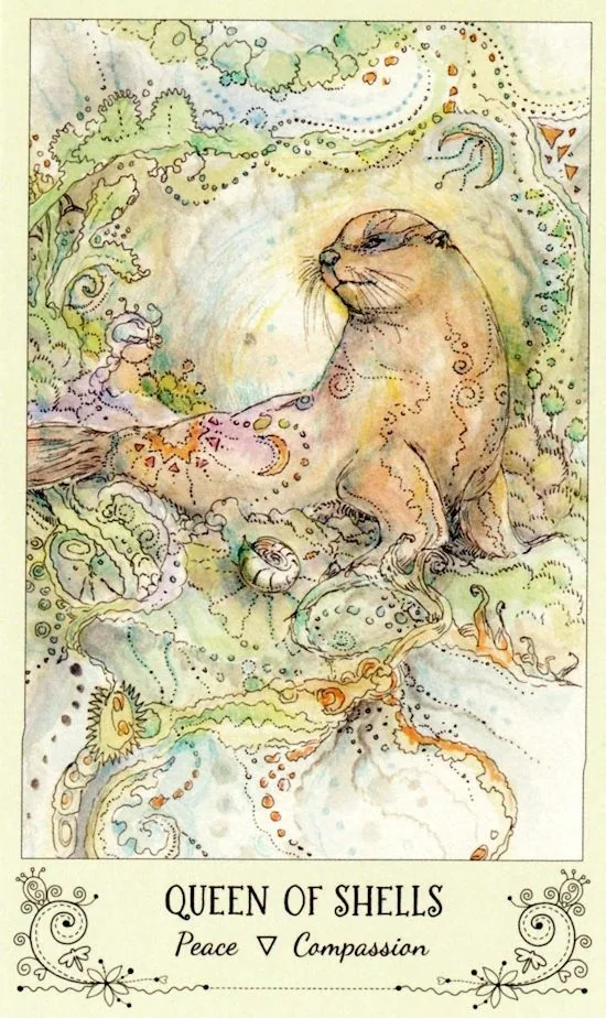 Queen of Shells card from the Spiritsong Tarot deck