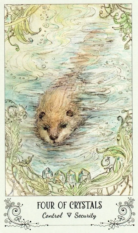 4 of Crystals card from the Spiritsong Tarot deck
