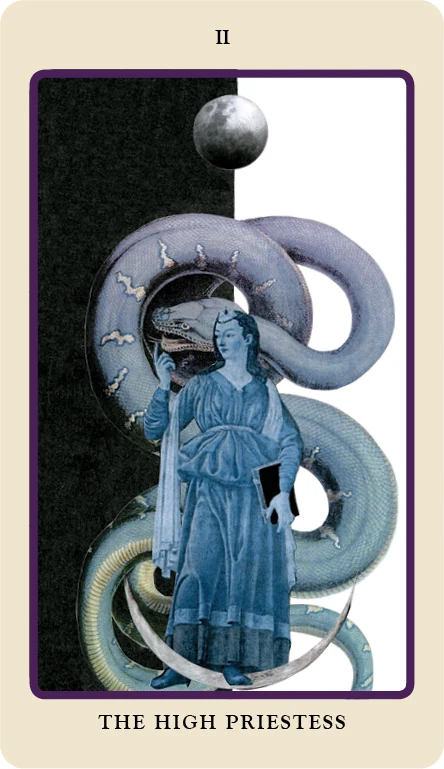 The High Priestess card from the Spolia Tarot deck
