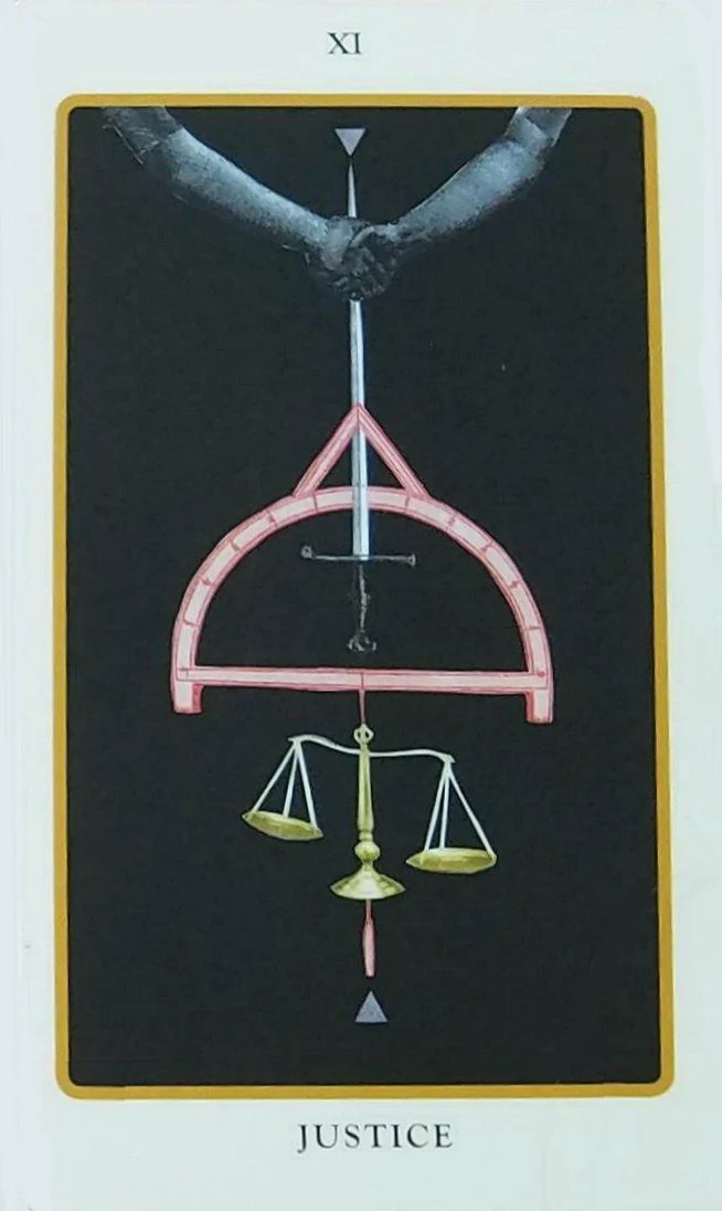 Justice card from the Spolia Tarot deck