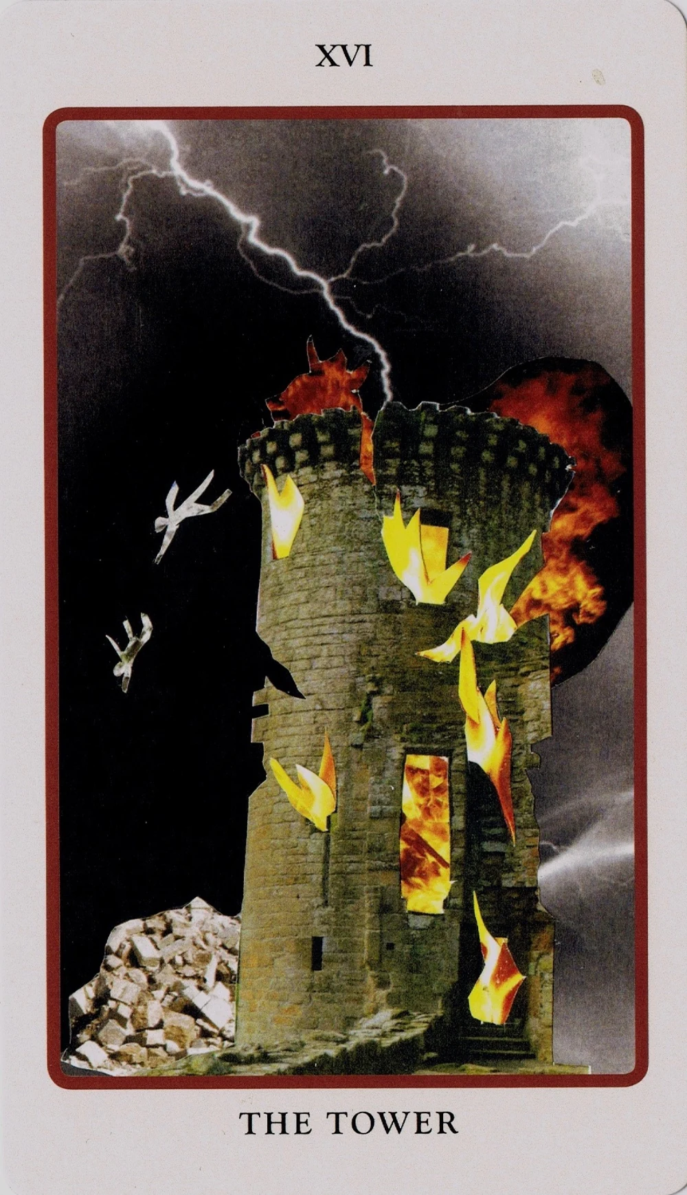 The Tower card from the Spolia Tarot deck by Jen May and Jessa Crispin