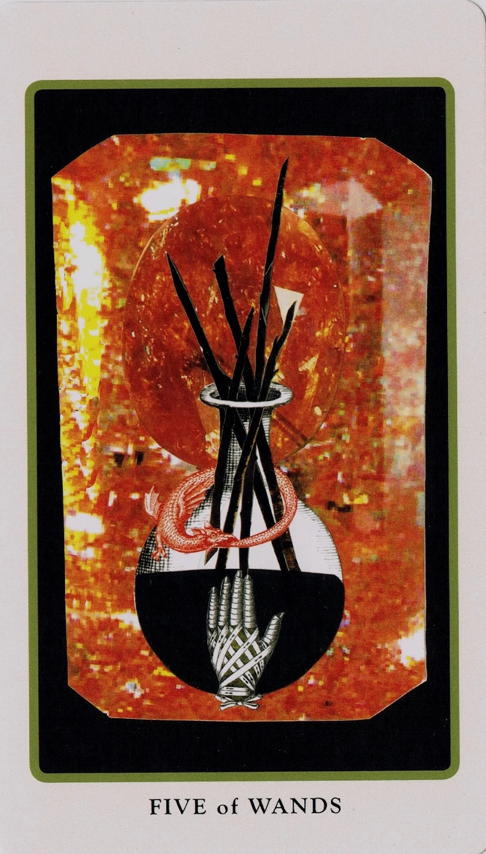 Five of Wands card from the Spolia Tarot deck