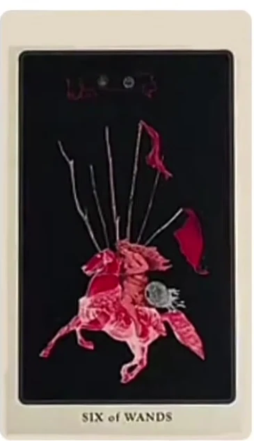 Six of Wands card from the Spolia Tarot deck