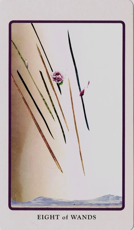 Eight of Wands card from the Spolia Tarot deck