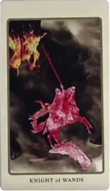 Knight of Wands card from the Spolia Tarot deck
